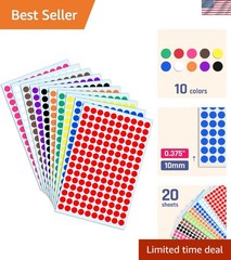Versatile 3000 PCS Self-Adhesive Colored Dot Stickers for Inventory and Planning