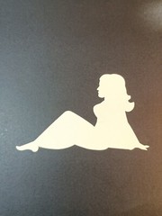 Vintage Stickers MUD FLAP GIRL Glossy Foil Vending Sticker VTG PVI Silver 01