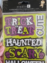 Studio G Halloween Scrapbook Kit Lot 6PC Chipboard Stickers Gems Pumpkin