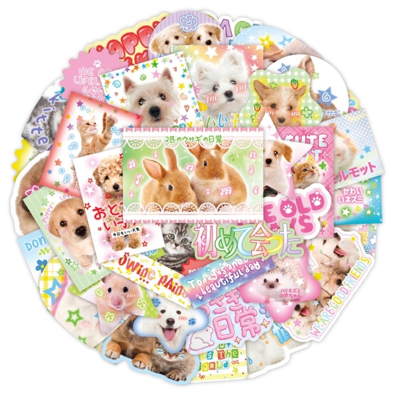 40Count Dog Cats Sticker for Scrapbook Notebook Water Bottle Phone Skateboard