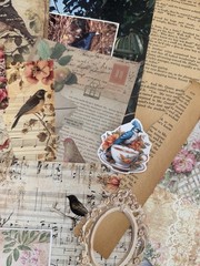 Vintage Bird Ephemera Bundle Junk Journal Kit Cottagecore Nature Scrapbook 69 Pc