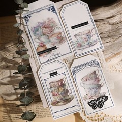 26 pcs Tea Cup Translucent Vellum Matte Surface Paper Sticker Scrapbook Craft