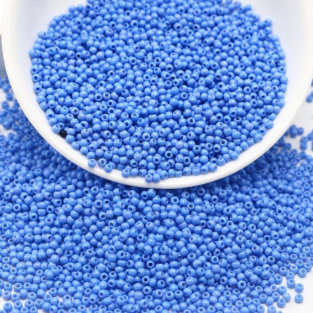 10000 Opaque Sky Blue Glass Beads 1.5mm (12/0) + Storage Box