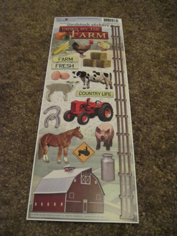 Scrapbooking Stickers Cardstock Paper House 13″ Farm Animals Barn Cow Horse Pig
