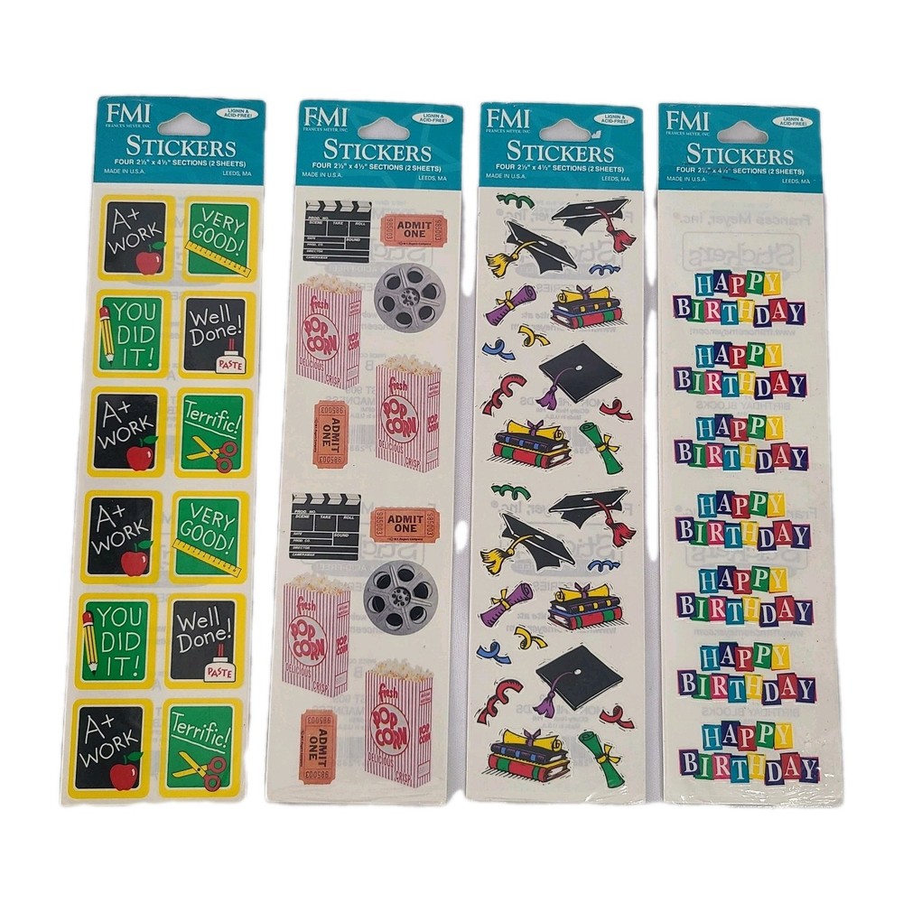 VINTAGE 1990s FMI Frances Meyer Stickers 4 Packages Scrapbooking Collection
