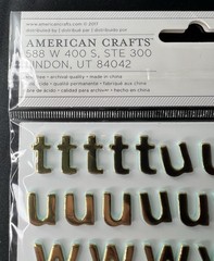 American Crafts Thickers Gold Foam Letter Stickers Scrapbook Lowercase A-Z & 0-9