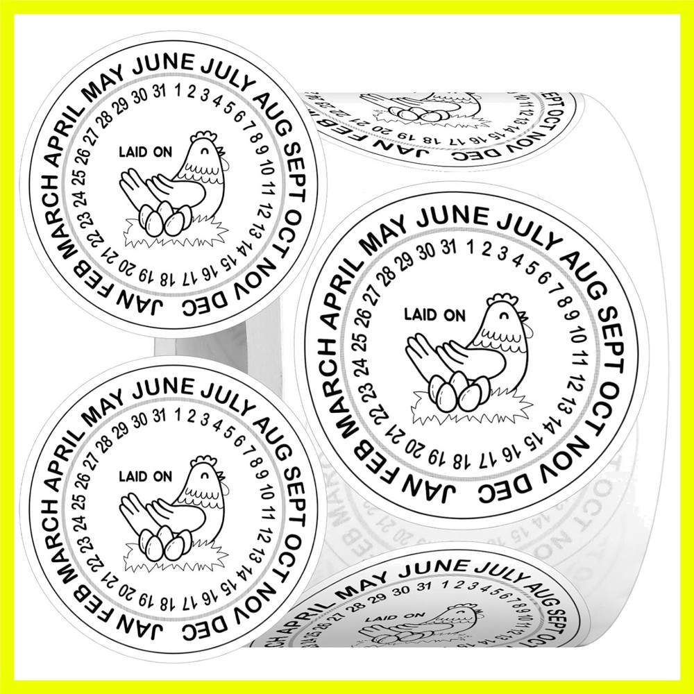 500 Pcs Eggs Laid on Date Stickers 2″ Farm Fresh Egg Round Stickers Egg Chick…