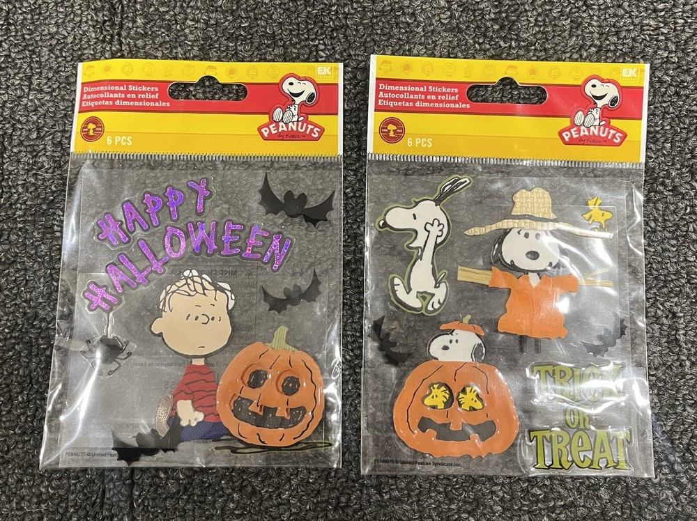 New! Peanuts Charlie Brown Snoopy Halloween Scrapbooking Stickers EK Success