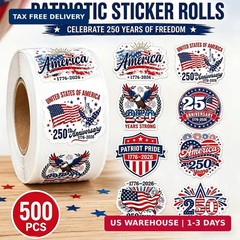 500Pcs Patriotic Stickers Roll 250th Anniversary USA Stickers Self Adhesive 4th