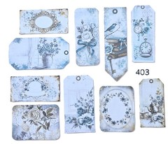 Vintage Style Journal Cards Blue VictorianSupplies Scrapbooks Junk Journal 403