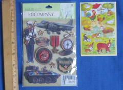 #27 Lot-9 Sheets Stickers Marines Wine Deer Music Firetruck Farm Scrapbook DIY