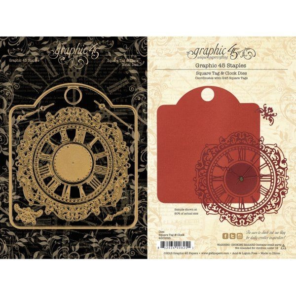 GRAPHIC 45 «METAL DIES» SQUARE TAG & CLOCK DIES SCRAPJACK’S PLACE