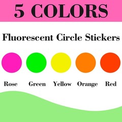 Dot Stickers 3/4 Inch Fluorescent Circle Sticker 1400pcs Round Writable Color…