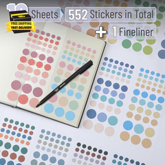 – Color Coding Labels with Pen, 552 Pcs, Assorted Colors, 3 Size | Dot Stickers,