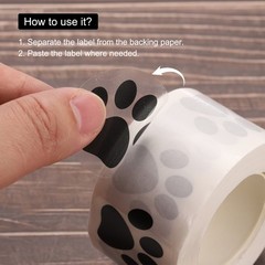 Adhesive Label Stickers Transparent Black 500Pcs Paw Stickers 1.5″ Stickers