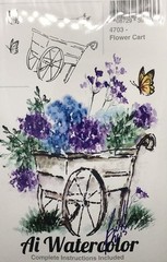 New ART IMPRESSIONS Rubber Stamp Watercolor FLOWER CART set free USA ship
