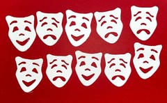 🎭10 COMEDY TRAGEDY Theatre MASKS cardstock paper die cut embellishments drama🎭