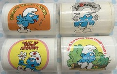 Vintage Lot Of 4 Different Smurfs Smurf Stickers 1983 ??? From Sticker Rolls