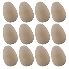 12Pcs Durable Wooden DIY Bird Egg Painting Toys Khaki Color for Craft Lovers