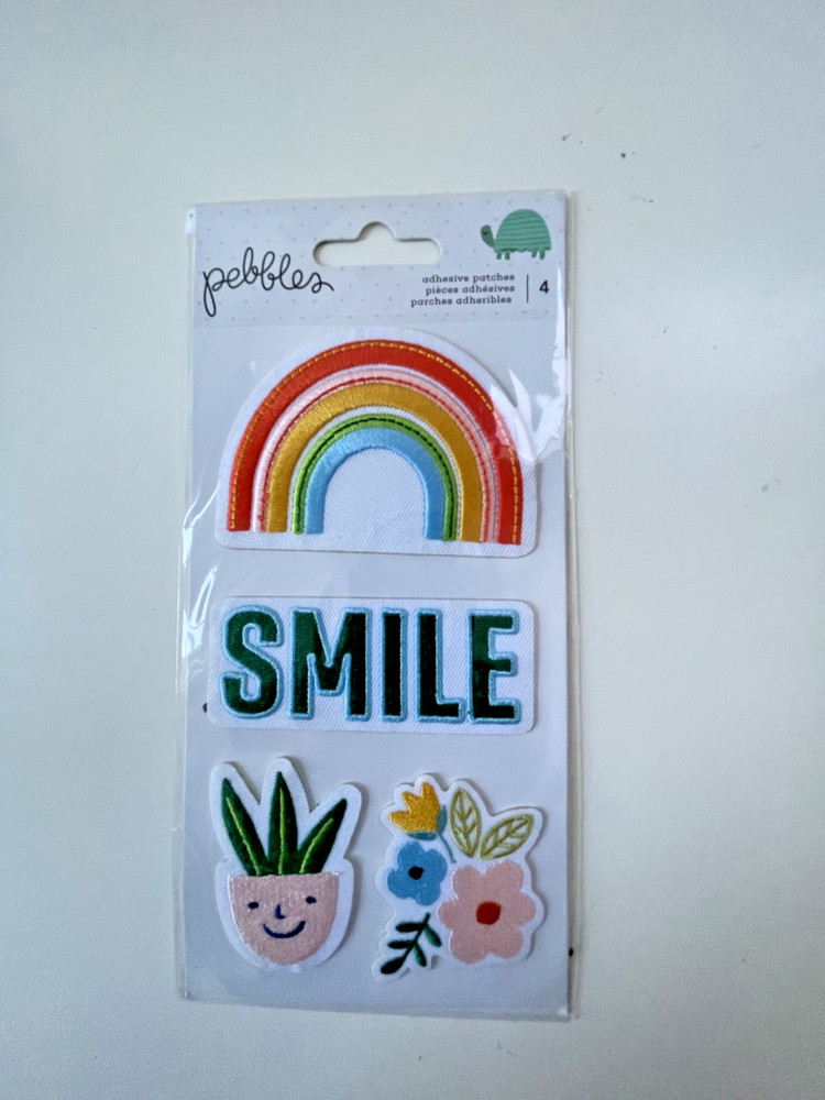 Pebbles Inc stickers patch embroidered Rainbow potted plant flower kid at heart