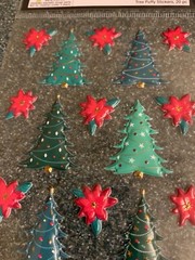 CHRISTMAS PAPER CRAFTS STICKERS TREE PUFFY POINSETTIA CHRISTMAS TREES PUFFY 20PC