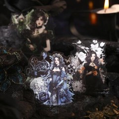 15Pcs Gothic Lace Lady PET Stickers for Bullet Journal Card Scrapbooking Sticker