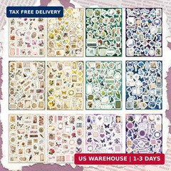 540 PCS Vintage Floral Scrapbook Supplies & Scrapbook Stickers, Junk Journal Sup