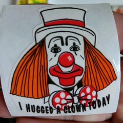 15 Vintage Stickers «I MET, HUGGED A Clown Today» Dinosaur & Clown (Dragon? OOAK