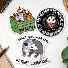 3pc Funny Possum Sticker 3″ Waterproof Vinyl Laptop Water Bottle Decal