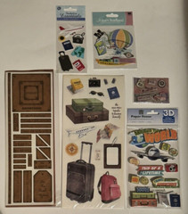 Vintage Travel Plane Passport Jolee’s Boutique Sticker Lot Dimensional Maps