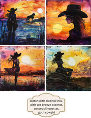Goth Cowboy Collage Supplies Card Toppers Scrapbooks Junk Journal Crafts