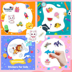 36 Sheets Stickers for Kids, 800+ Stickers for Scrapbooking Including Animals, F