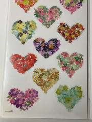 Sandylion Floral Heart Stickers 11PC Glitter Accents Scrapbook Planner Love New