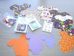 Doodlebug Design Halloween Baby Shower Scrapbook Junk Journal Brads, Stickers