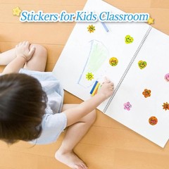 1000 Pcs Smiley Face Star Stickers for Kids Reward, 1 inch Holographic Smiley Fa