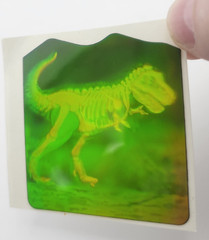 VTG Polaroid 3-D 90’s Hologram Sticker – T-REX Dinosaur Flesh 2 Skeleton 2×2