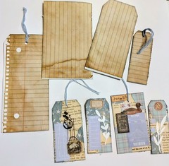 Handmade Junk Journal Collaged Tags – Set of 8 – Nature & Vintage Theme