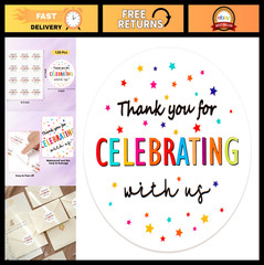 120PCS Thank You Stickers – 2 Inch Party Favor Labels for Weddings, Birthdays, S