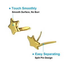 8 x 10 mm Brads for Paper Crafts, 100 Pcs Metal Star Paper Fastener, Gold