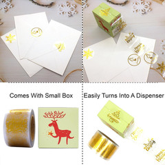 Christmas Stickers, 1.5 Inches, 600 Sheets, 6 Waterproof Transparent Gold Foil S