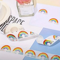 50 Sticker Seals Rainbow 🌈 Metallic Foil Laser Holographic Cloud 1.2”