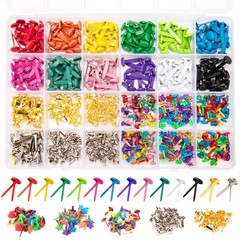 510Pcs Brads for Paper Crafts 14 Colors and 5 Styles Metal Brass Brads Paper …