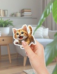 Orange Happy Cat Cut Vinyl Stickers Set Scrapbooking Laptop WaterBottle