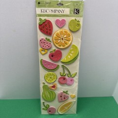 K &Company Berry Sweet Chipboard Sock Monkeys And Fruit & Embossed Stickers