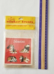 Vtg Sticker Treats Sebastian NIP 1983 Hallmark Bassett Hound Dog sad puppy