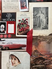 Junk journal 100+ Pieces Red Black Beige Ephemera bundle kit collage craft