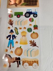 4 pk Scrapbooking Stickers Fall Autumn Pumpkin Leaves Scarecrow Tractor Horse