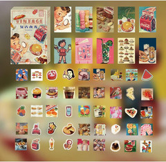 Vintage Washi Stickers Set Scrapbook Material Paper Fruit Food Cake Pizza Ice Cr