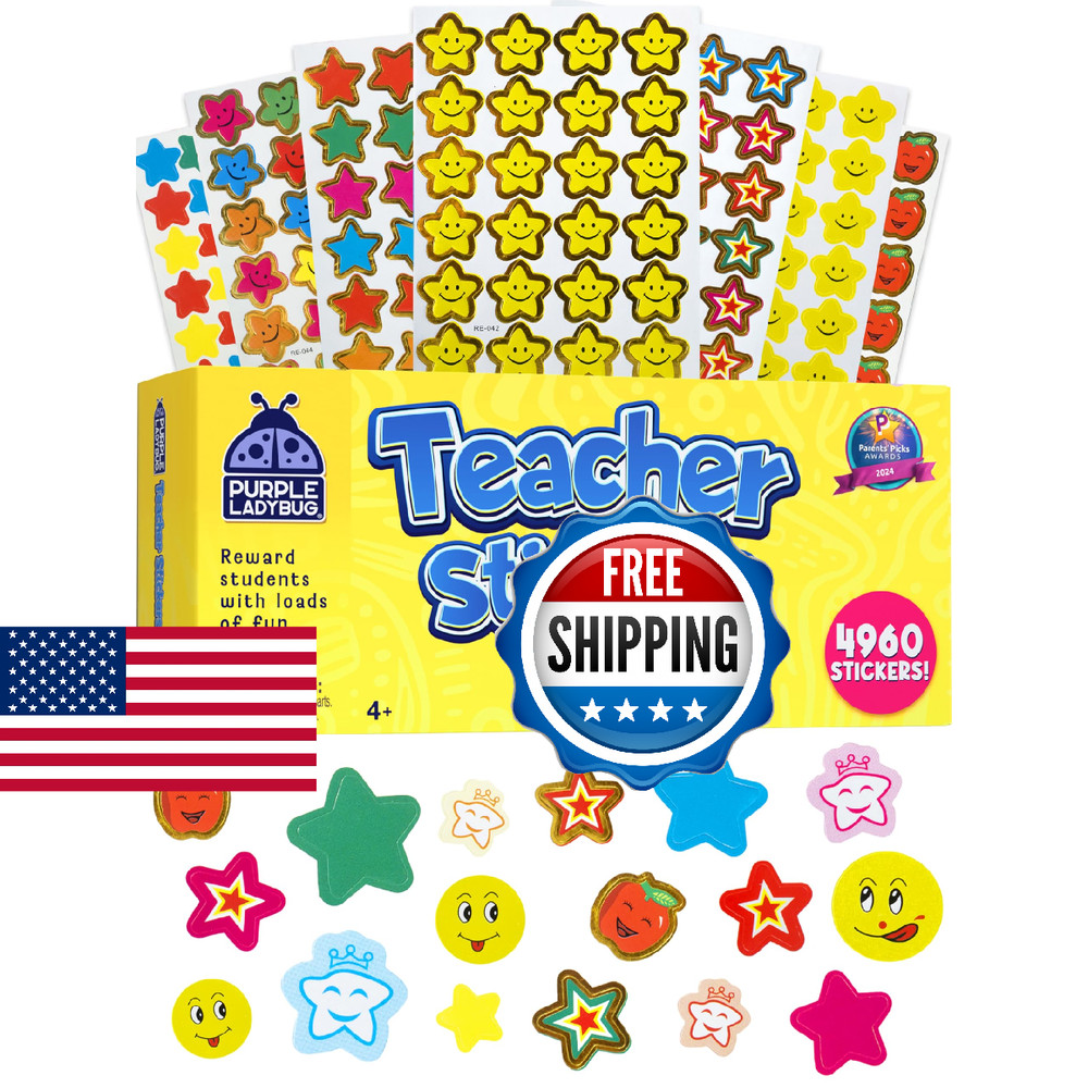 PURPLE LADYBUG Teacher Stickers for Students – 4960 Reward Stickers for Kids Cla