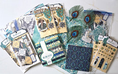 Scrapbooking Collection Huge Lot Vintage Fashion Theme Teal Peacock Paper Brads